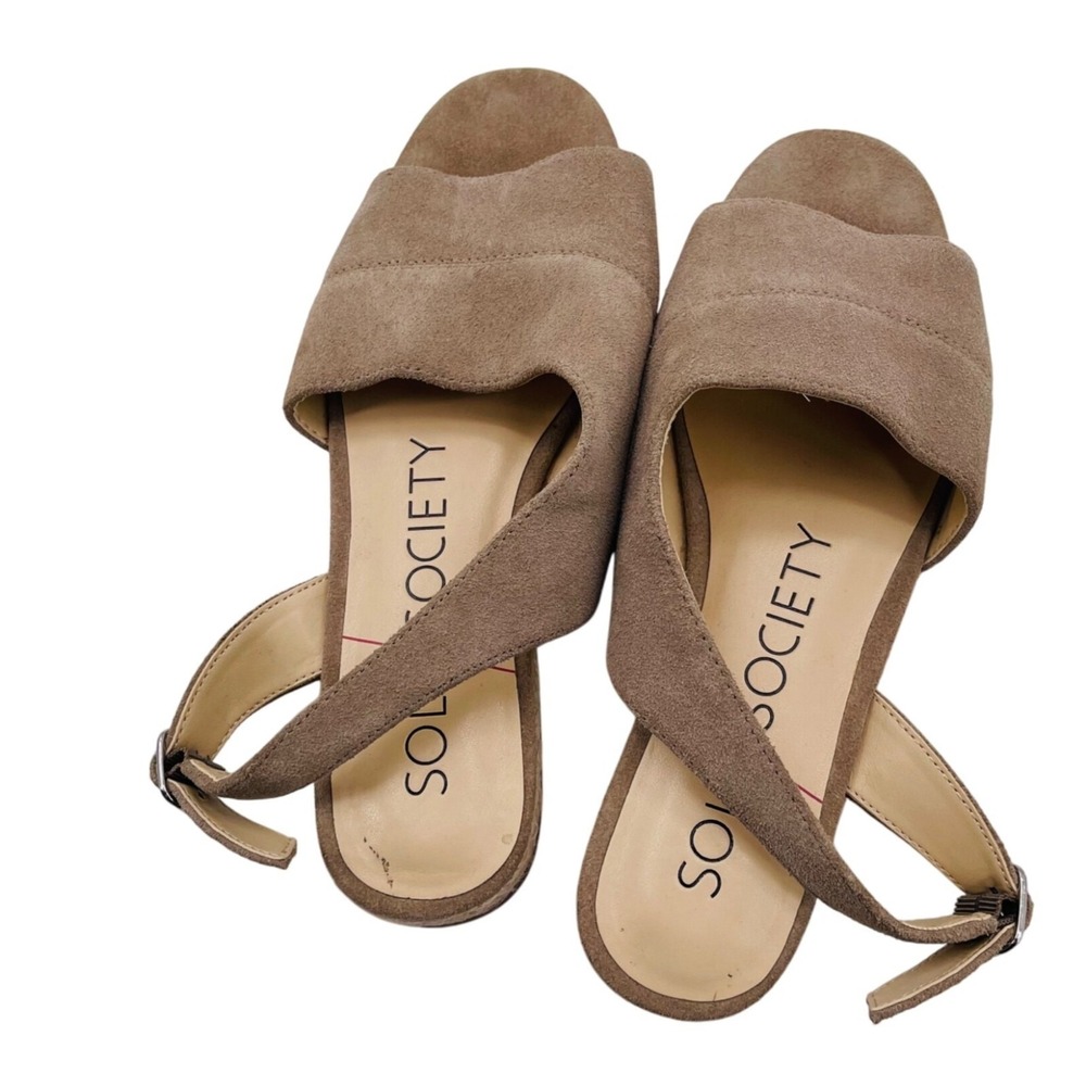 Sole Society Womens Sandals Size 8.5 US 39 EU Taupe Suede‎ Ankle Strap Open Toe